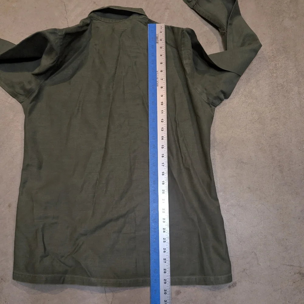 VTG 70s USMC Sateen Utility Shirt Olive Green Military Utility Shirt Jacket